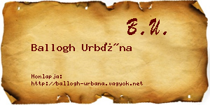 Ballogh Urbána névjegykártya